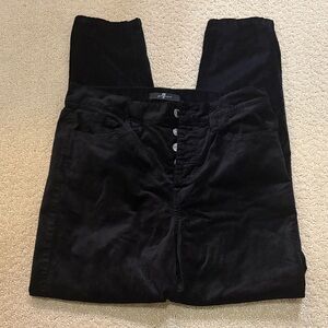 Women’s 7 For all Mankind Black High-Waist Velvet Pants Size 29